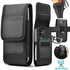 Leather Cell Phone Pouch Holster Holder with Belt Clip Cover Case for Samsung