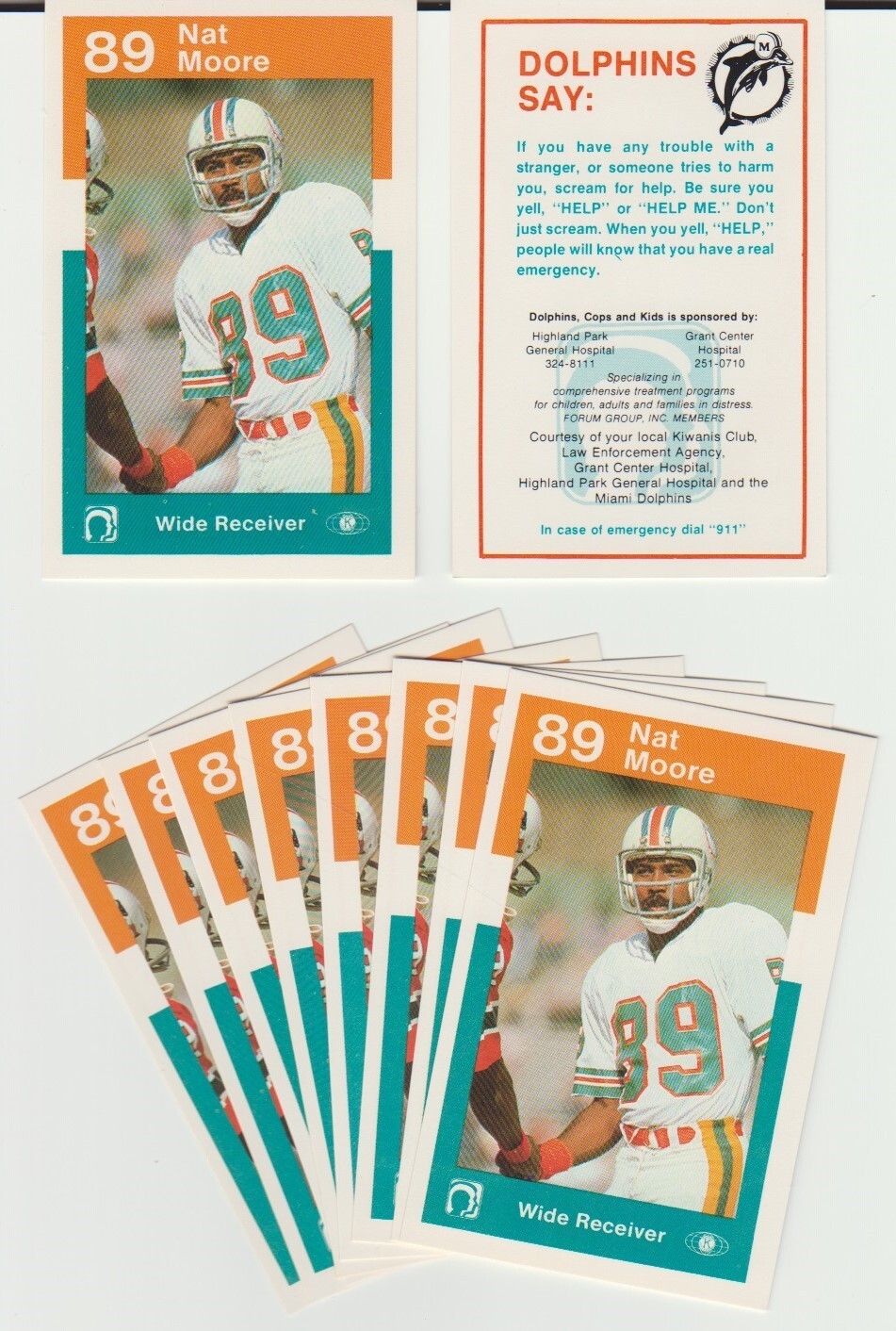 Nat Moore, 1984 Miami Dolphins Police card #89