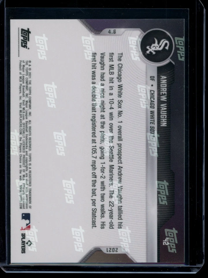 2021 Topps Now #42 Andrew Vaughn RC Blue Parallel Rookie Card #d /49 - Image 2 of 2