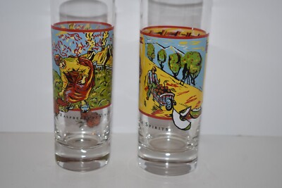 2 VINCENT VAN GOGH SPIRITS GLASSES - WILD APPEL 6.5'' & RASPBERRY 6'' TALL