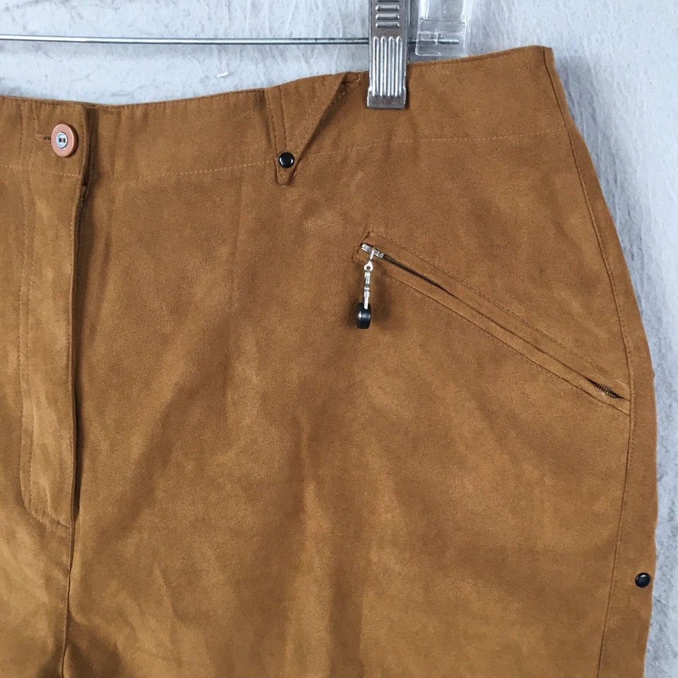 Шорты женские Jamie Sadock 16 коричневые искусственная замша высокая талия с заклепками для гольфа винтаж - Изображение 2 из 4