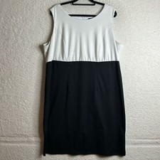 Perceptions Womens White Black Colorblock Sleeveless Sheath Dress PLUS 2X