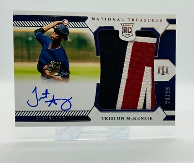 2021 National Treasures Triston McKenzie Rookie Patch Auto 20/99 #194 Cleveland