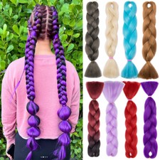 Jumbo Braiding Twist Hair Extensions 24" Afro Box Braids Ombre Rainbow For Party
