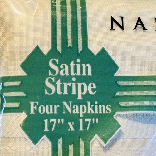 FURIO Satin Stripe Napkins 17"x17" (Cream Bone White ) NEW IN PACKAGE 4 Napkins - Picture 7 of 13