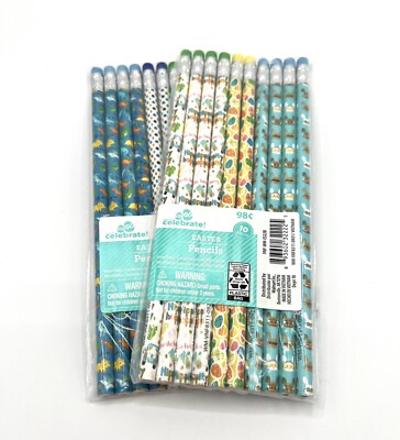 2-Packs Easter Pencils Colorful Assorted 10-Pencils per Pack.