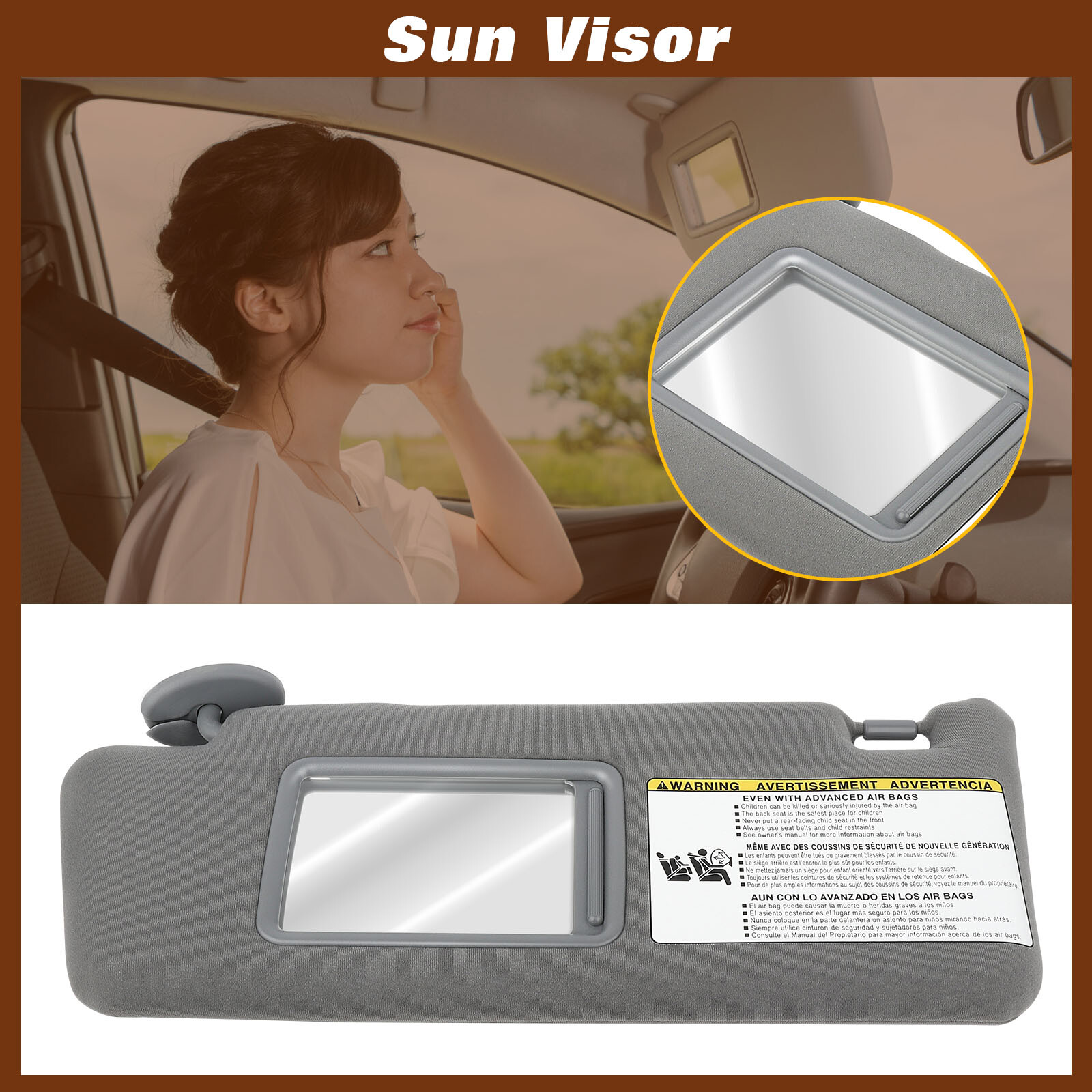 05-15 Fit For Toyota Tacoma Drivers LH Sun Visor w Extension Med Gray ...