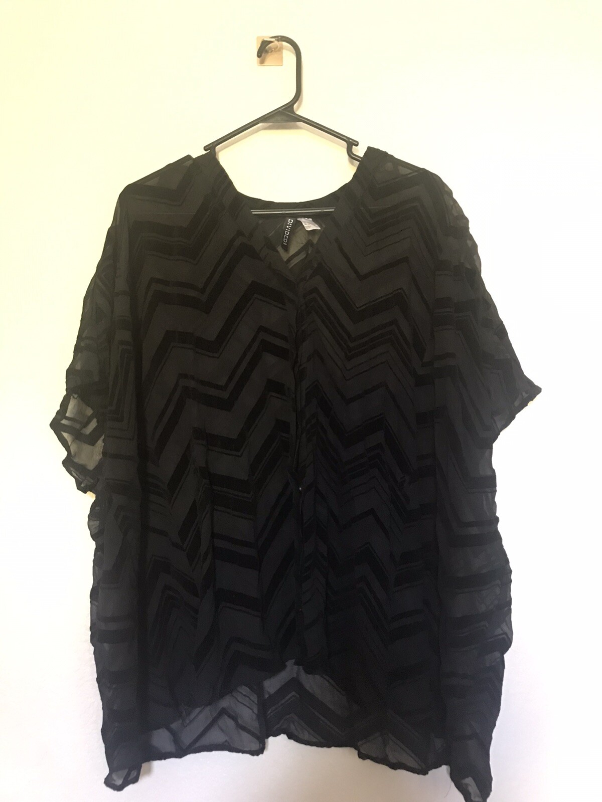 Divided Polyester Black Lace Button Up Tunic Size… - image 1