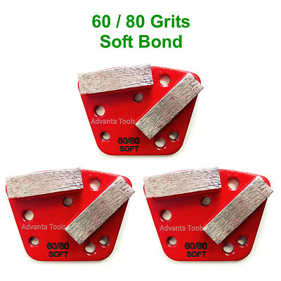 3PK Trapezoid HTC Style Grinding Shoe / Disc / Plate - Soft Bond - 60/80 Grit 