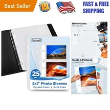 Heavyweight Poly Photo Album Sleeves - 25 Pack for 5 x 7 Postcards & Photos
