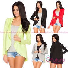 Womens Casual Viscose Jacket Long Sleeve Waterfall Blazer Sizes 8 - 14 Fa426