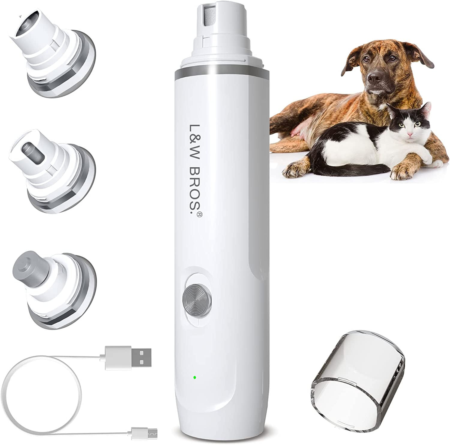  Electric Dog Nail Trimmer, Rechargeable Dog Nail Grinder for Large Dogs