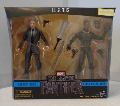 Paquete de 2 figuras de acción Everett Ross Erik Killmonger Pantera Negra de Marvel Legends