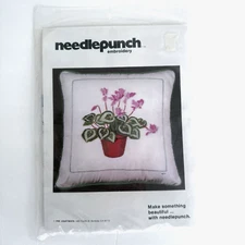 Vintage 1980 Craftways Needlepunch Embroidery Kit #1871 Cyclamen