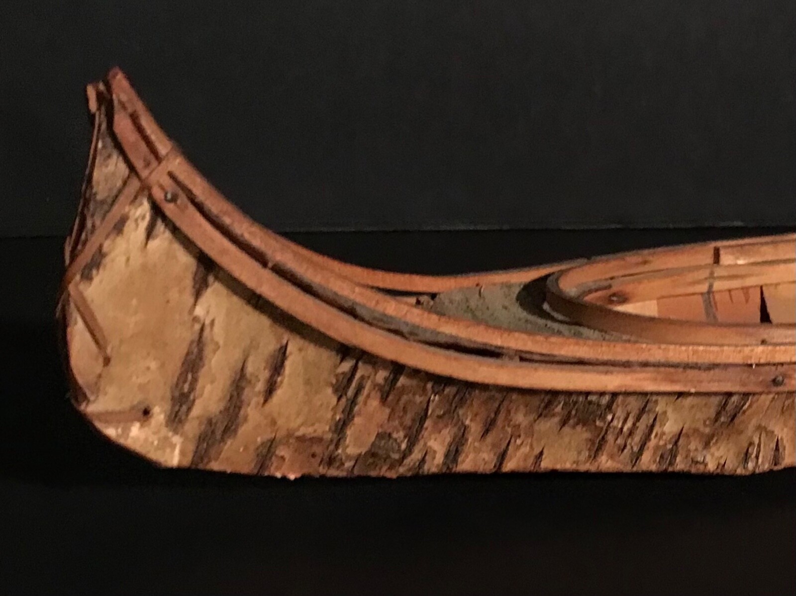 ANTIQUE PENOBSCOT (MAINE) BIRCHBARK & BENTWOOD CANOE,EXCELLENT