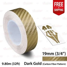CARBON FIBER DARK GOLD 3/4" 19mm PIN STRIPE Striping TAPE Decal Vinyl Sticker