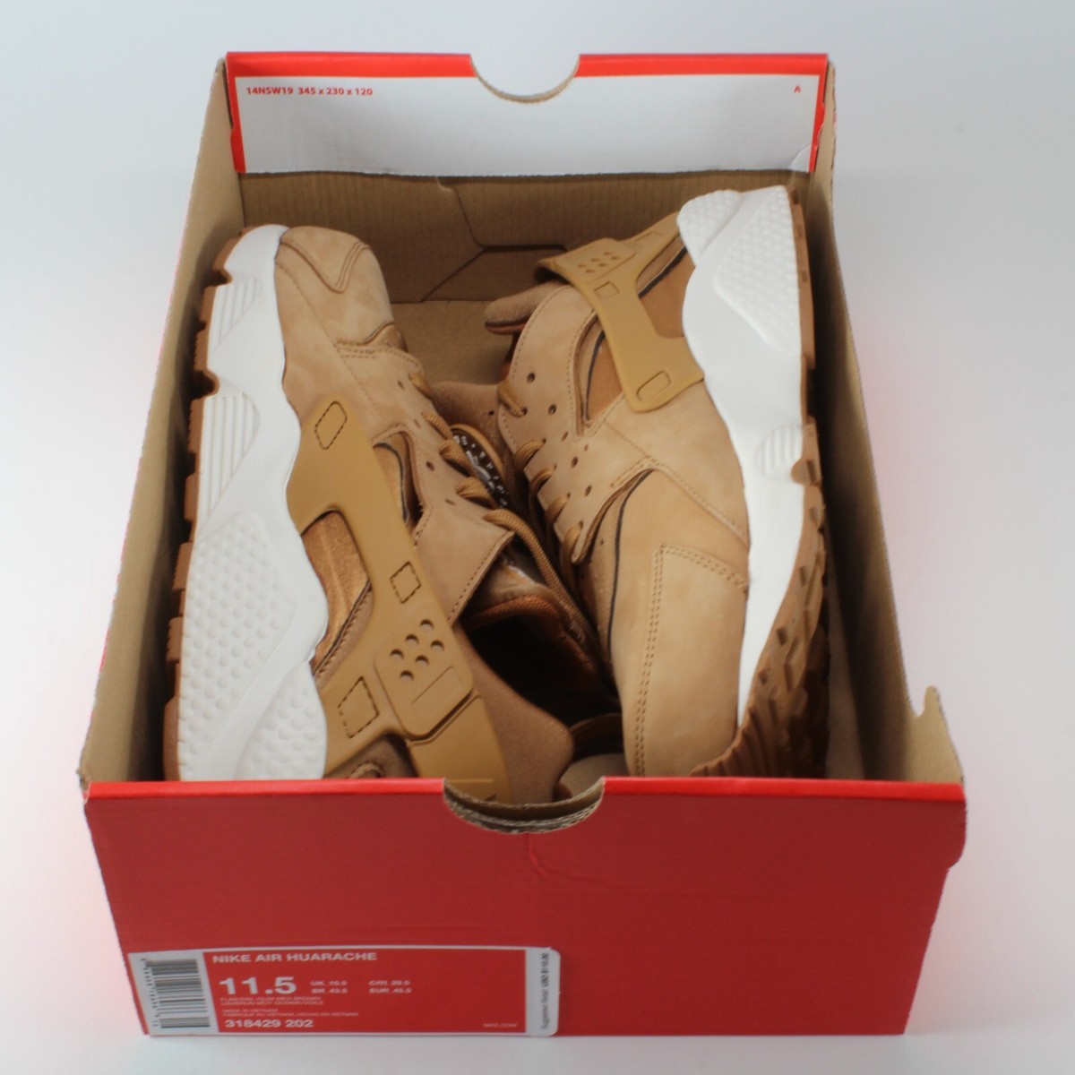 Nike Air Huarache 'Flax' (2017) Brown White 318429-202 Men's Size