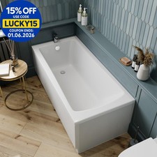 1500/1600/1700 Modern Bathroom Single Ended Wide Square Bath Bathtub Gloss White