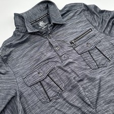 Rock Republic Short Sleeve Polo Shirt Mens XL Gray Double Pocket Preppy