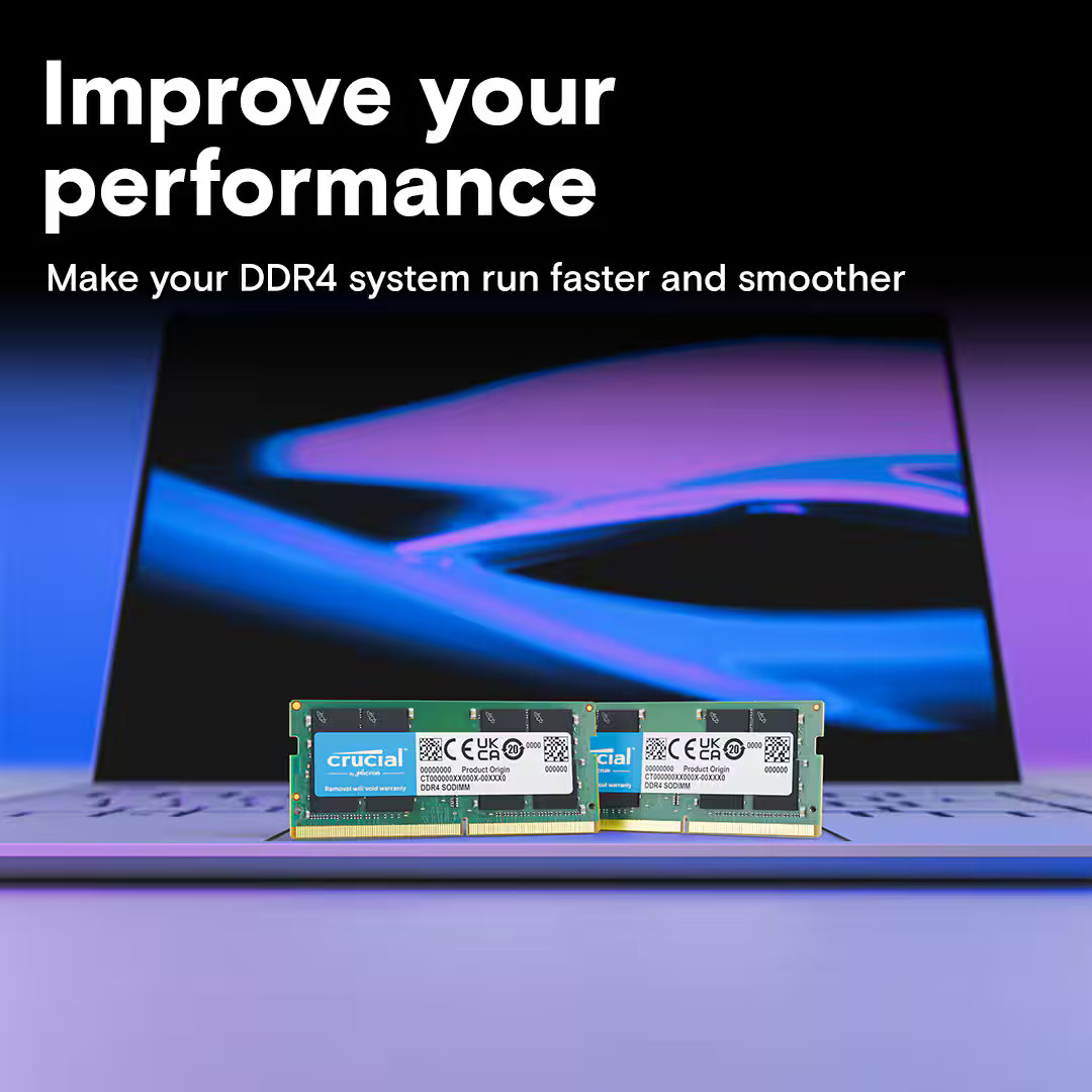 Crucial - 32GB Kit (2x16GB) DDR4 3200MHz C22 SODIMM Laptop Memory