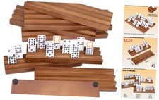 Set of 8 Wooden Domino Racks - 8 Tiles Trays - Domino 8 Pcs Edition