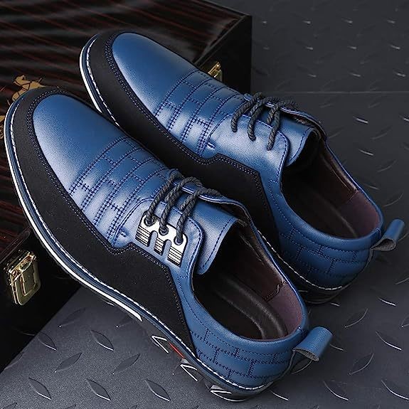 Zapatos informales de cuero sintético con cordones punta redonda cargo formales OL de gran tamaño de rejilla para hombre