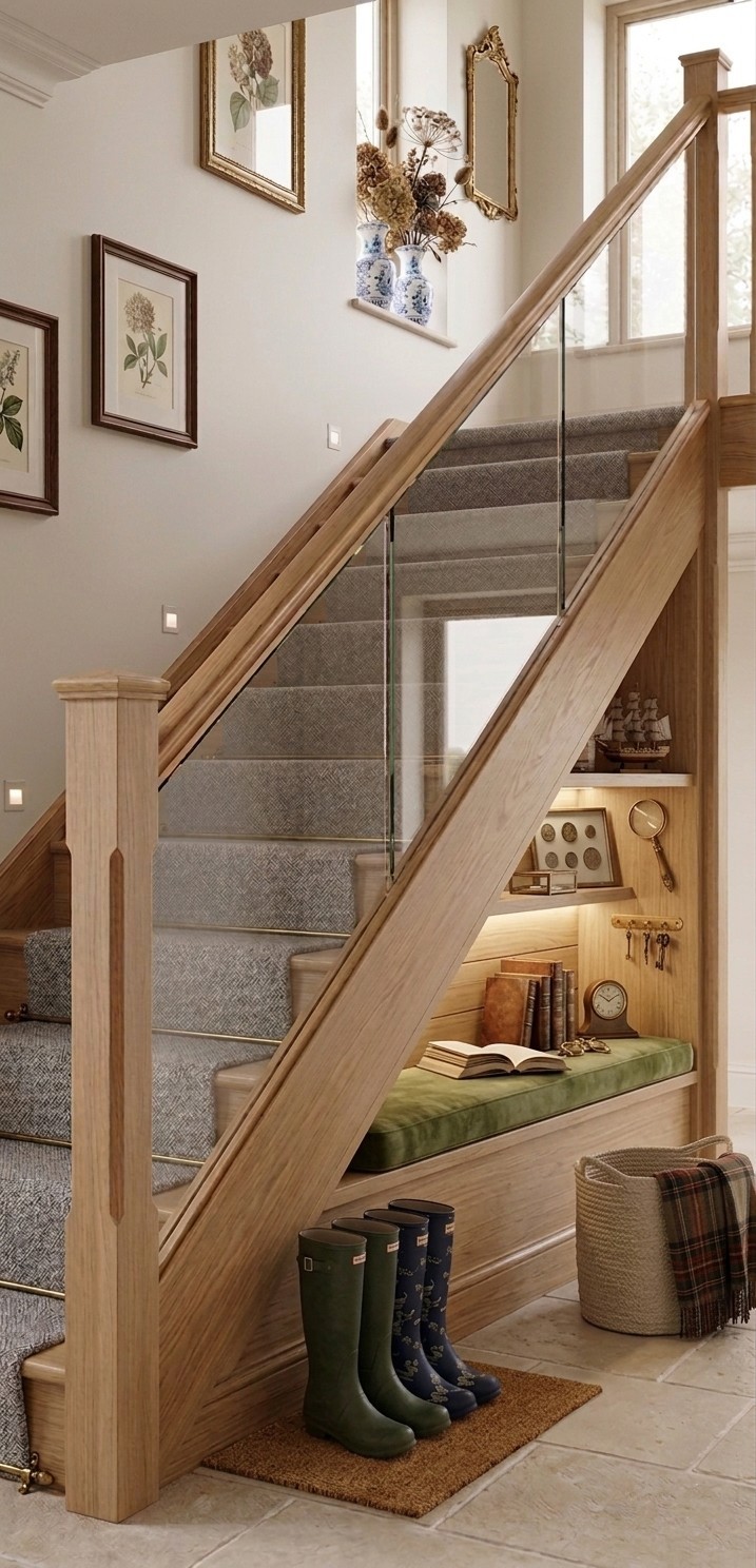 Staircase Raked Panel Glass Panel & Oak Stair Rake Made To Measure Balustrade Kit - UK ...