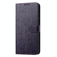 Samsung Galaxy A04S / A13 5G Leder HüLle GäNseblüMchen Print Dunkelviolett