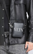 Borsa a tracolla Valentino Garavani VLTN nera pelle nuova lusso unisex + dustbag 