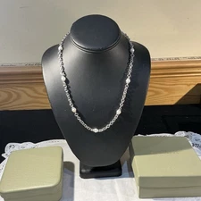 Judith Ripka QVC Sterling Silver White Freshwater Pearl Station Chain Necklace