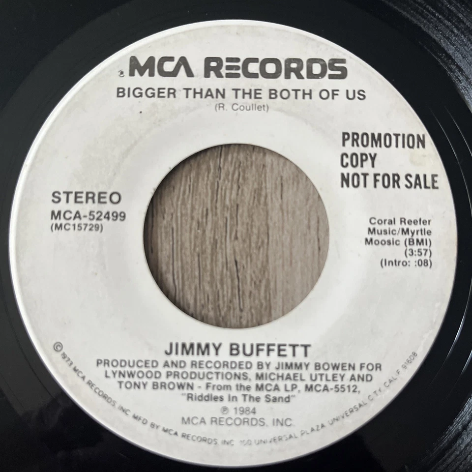 Jimmy Buffett – Bigger Than The Both Of Us / Come To The Moon 1984 PROMO 45 rpm Foto 3 de 4