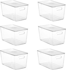 6 Pack Clear Stackable Storage Bins with Lids,XLarge Plastic Containers with