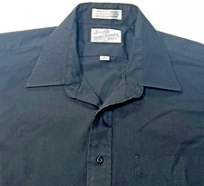 VTG Sears Roebuck Mens 16 1/2 poly cotton Blend Button Up Shirt Black XL read