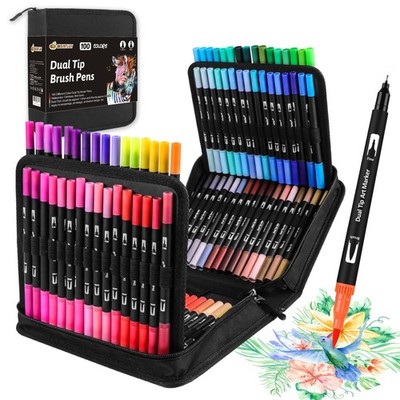 Dual Brush Pen Set, Felt Tip Pens Thick and Thin for Kids Adults Brush St...