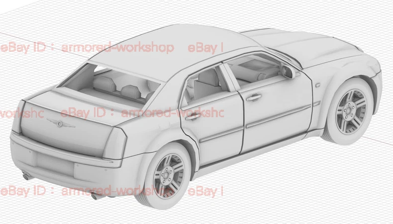 3D Printed 1/72 Chrysler 300C Sedan Unpainted - Image 4 of 4
