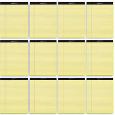 Writing Pads 12Pk Legal 8.5x11.75 in Canary 50 Sheets Per Pad Wide Rule