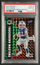 JOSH ALLEN PSA 10 2021 PANINI MOSAIC #TM-15 TOUCHDOWN MASTERS GREEN PRIZM 3906