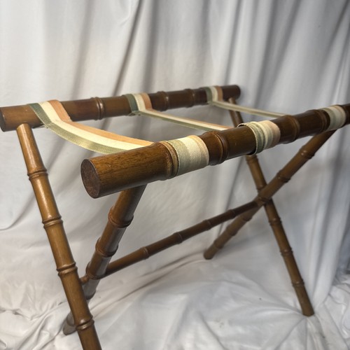 VTG Bamboo Folding Luggage Rack Stand MCM Boho Coastal Beach Tiki Hotel Guest