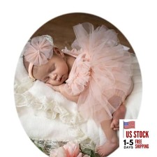 Newborn Photography Outfits - Girl Infant Photo Shoot Props, Lace Orange