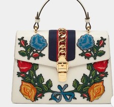 Gucci Medium Sylvie Embroidered Top Handle Bag