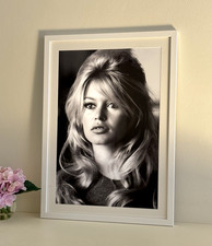 Brigitte Bardot Black and White Framed Portrait Vintage French Wall Art