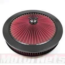 14"x2" Top Flow Muscle Car Style Air Cleaner Washable Recessed Chevy Ford Black