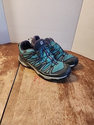 Salomon Hiking Run Trail Green Black X-Ultra Goretex Shoes Women s Size 10 GUC 