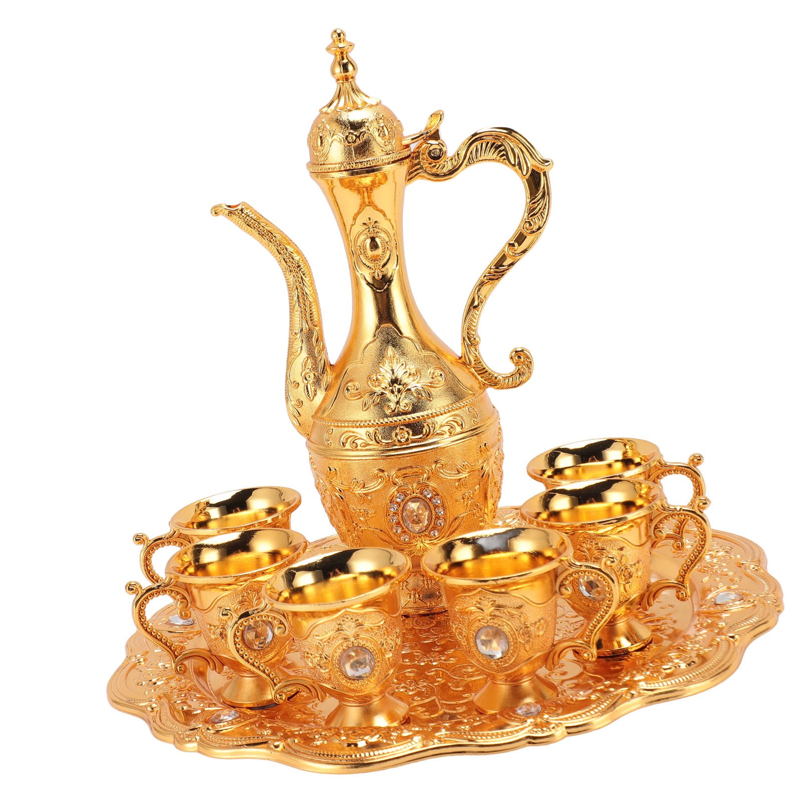 Retro Alloy Wine Glass Pot Set Elegant For Home Party Recommended