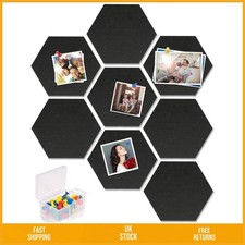 Elegant Hexagon Felt Pin Board Tiles Self Adhesive Wall Notice Boards Pack 8