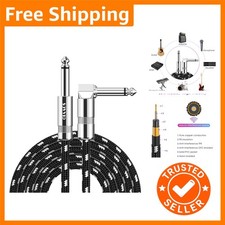 Top Quality 10FT Braided Guitar Lead - 6.35mm Jack for Musicians & Audio Lovers
