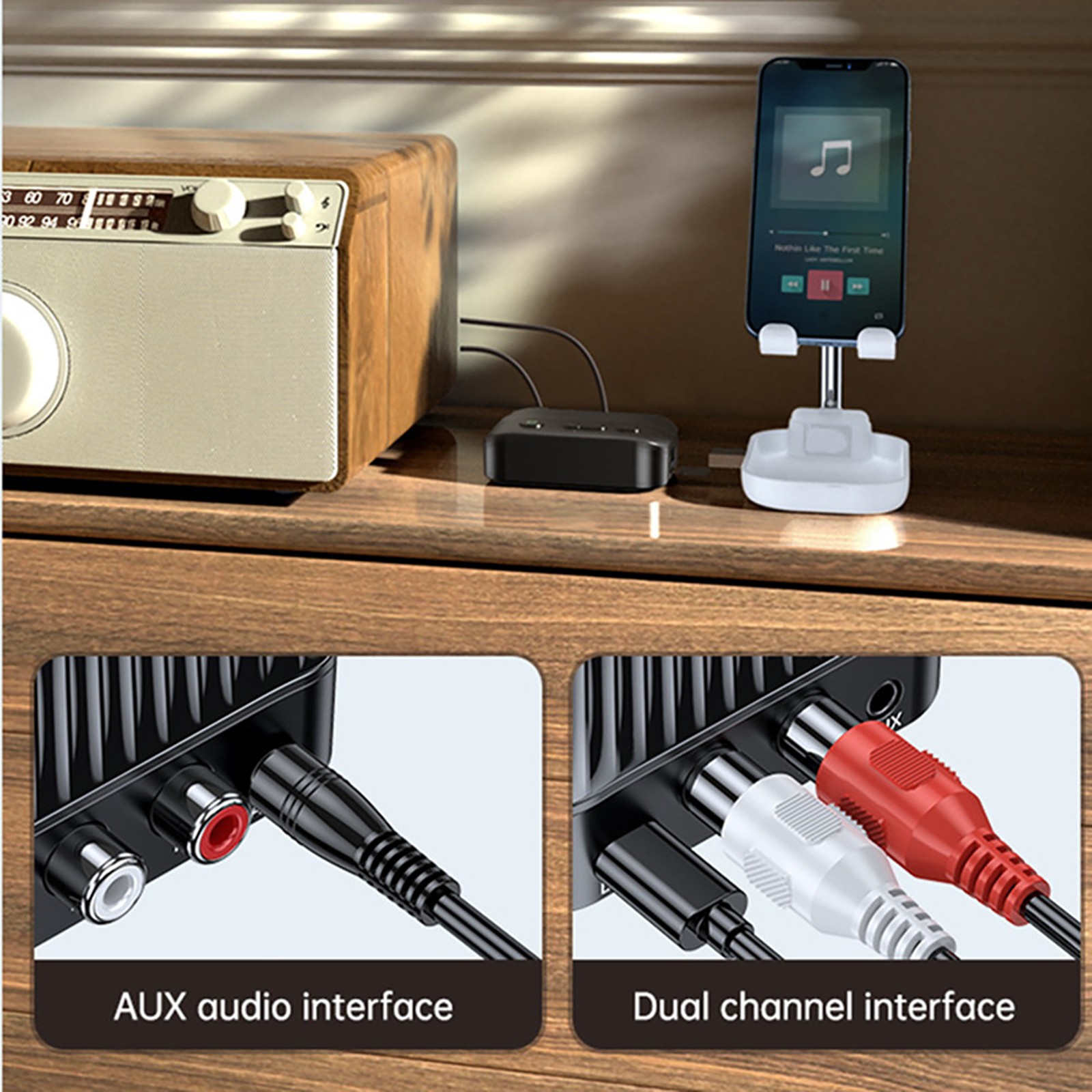 Bluetooth 5.3 Receiver Adapter Wireless Audio Receiver with 3.5mm Audio Cable