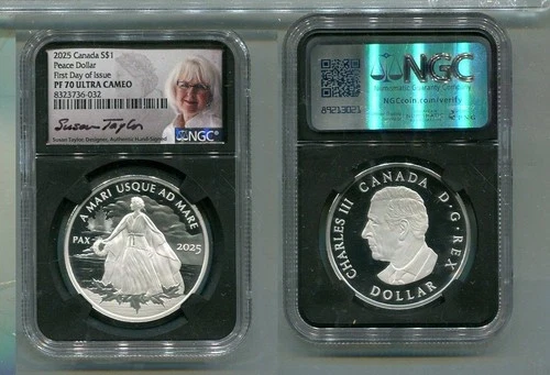 2025 $1 CANADA PEACE DOLLAR 1 OUNCE SILVER COIN NGC PF70 6966T