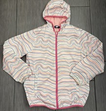 Lands  End Girls Rainbow Colored Hooded Rain Jacket Size XL 14-16 Hooded