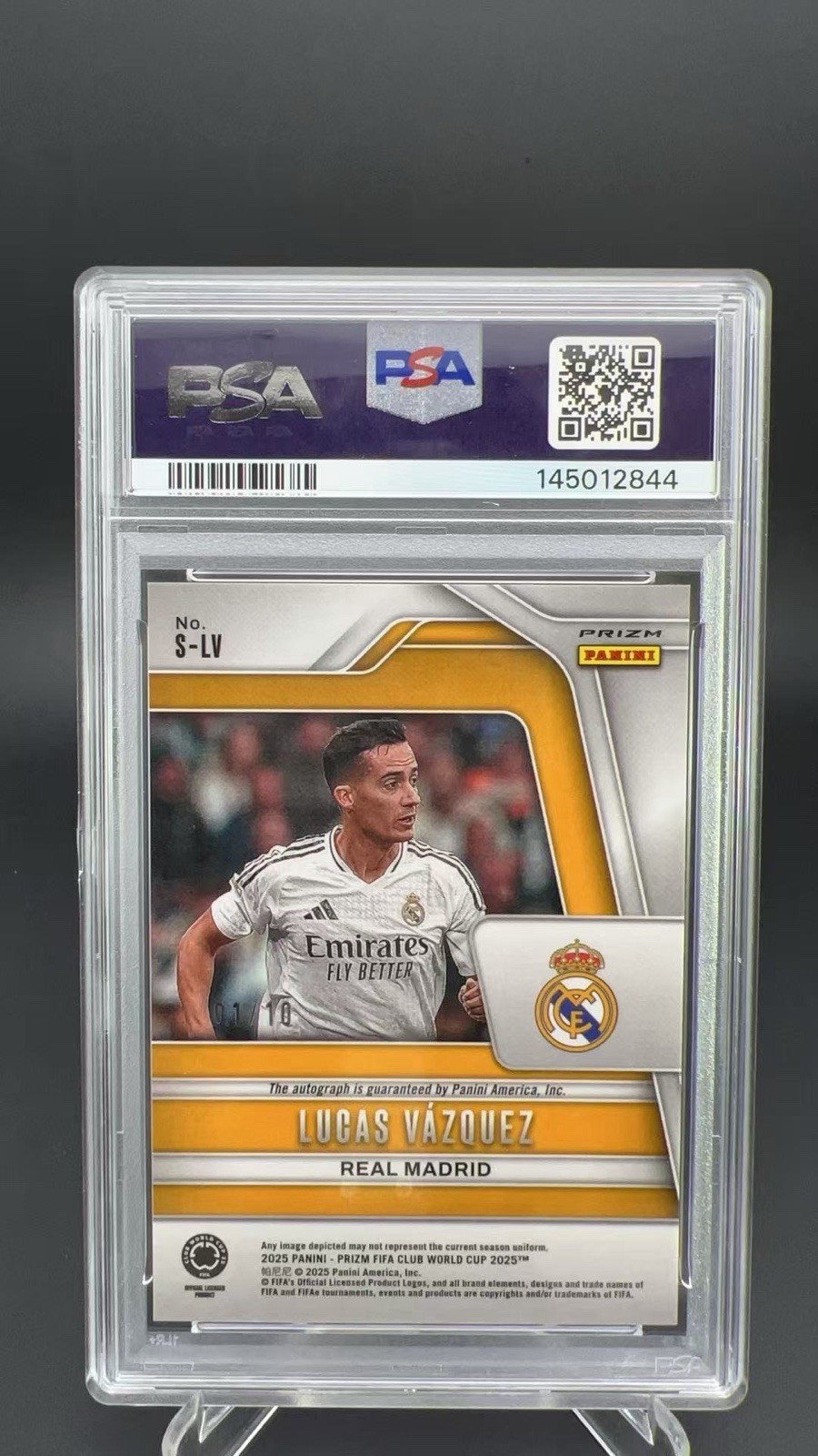 2025-26 Panini Prizm FIFA CWC Lucas Vazquez Auto Gold 01/10 PSA 9/10 #21661 scm view 2